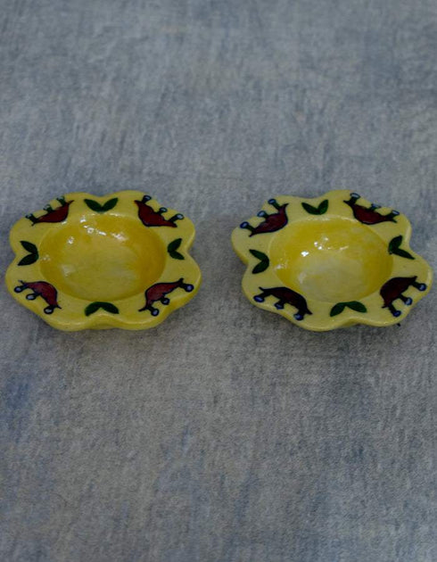 Blue Pottery T-Light Holder Set Of 2 pcs